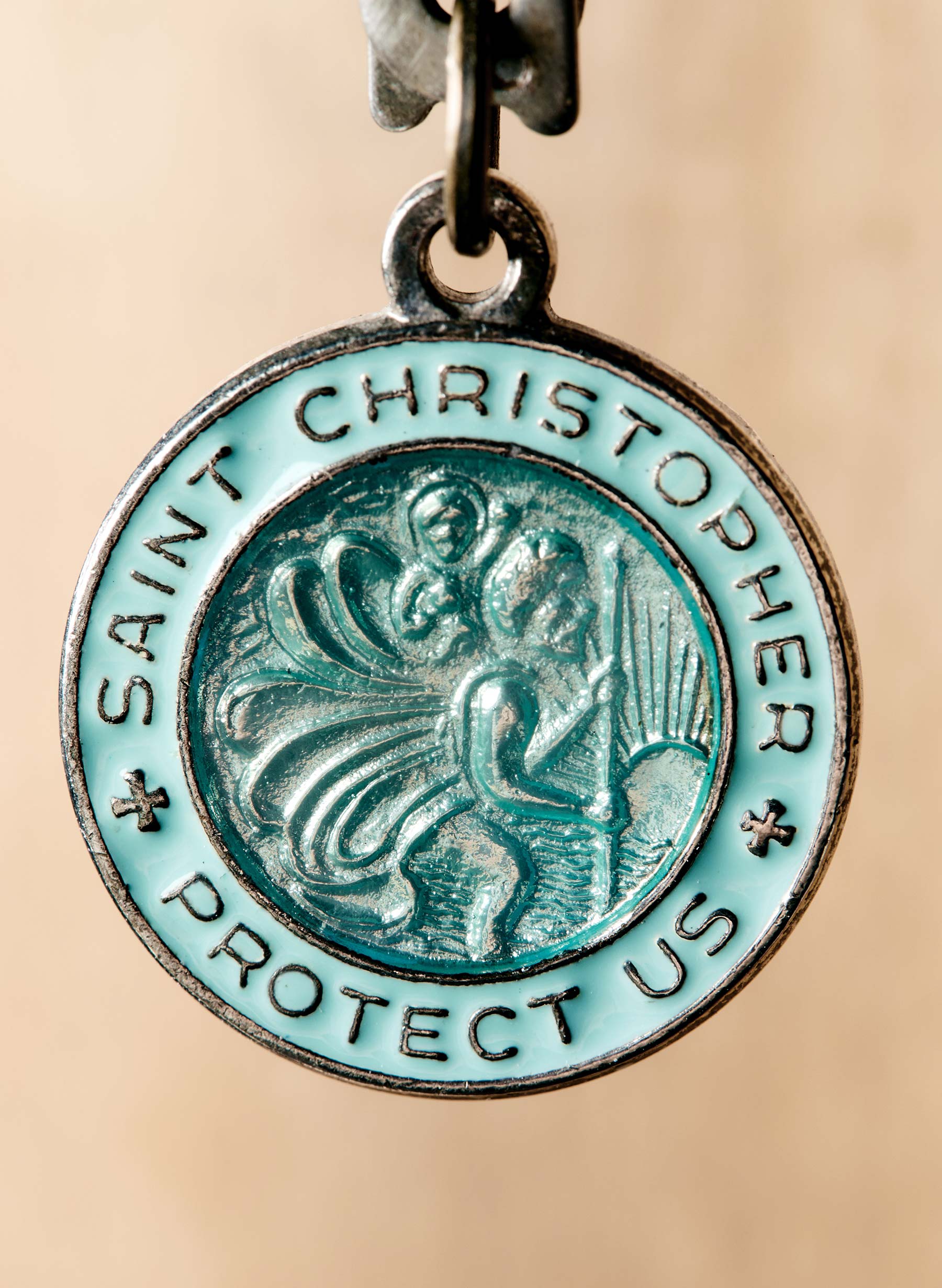 Oval Saint Christopher Blue Enamel Solid Sterling Silver Protect Us Ne –  www.allpatronsaints.com